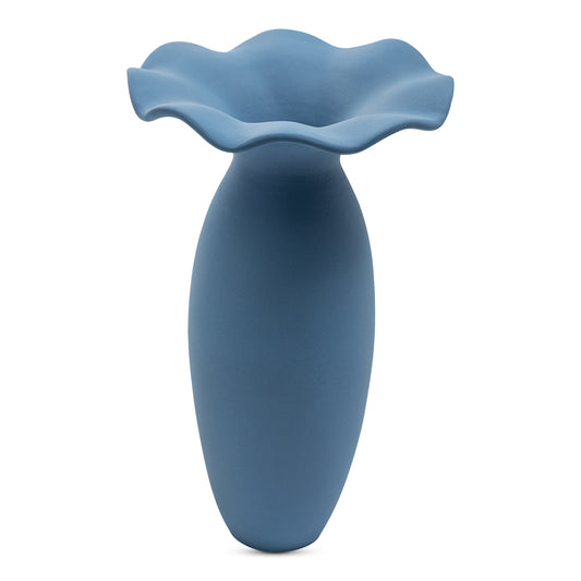 Ruffle 16In Decorative Vessel Blue