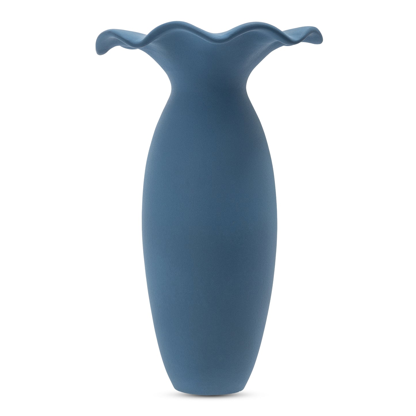 Ruffle 16In Decorative Vessel Blue