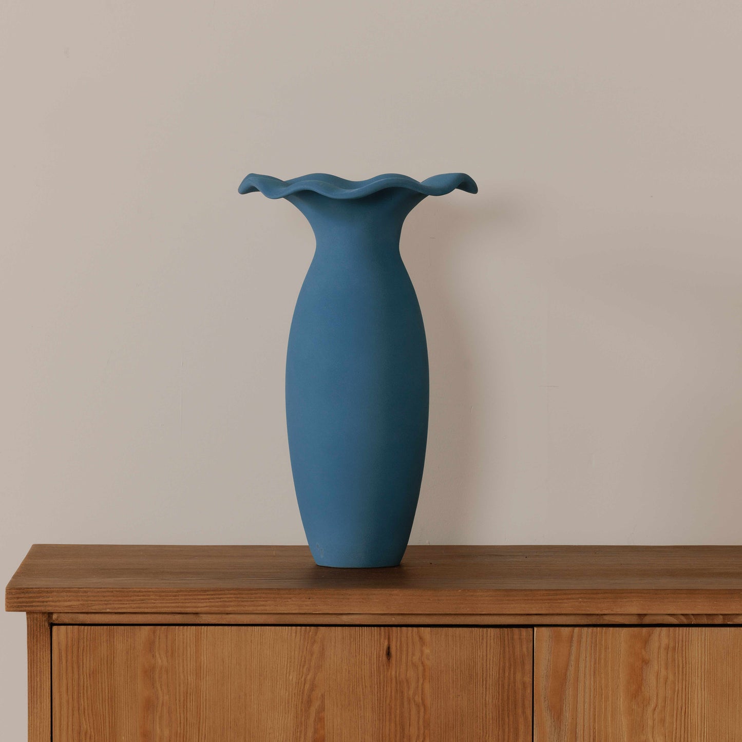 Ruffle 16In Decorative Vessel Blue