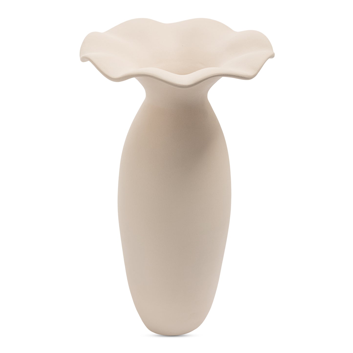 Ruffle 16In Decorative Vessel Ecru