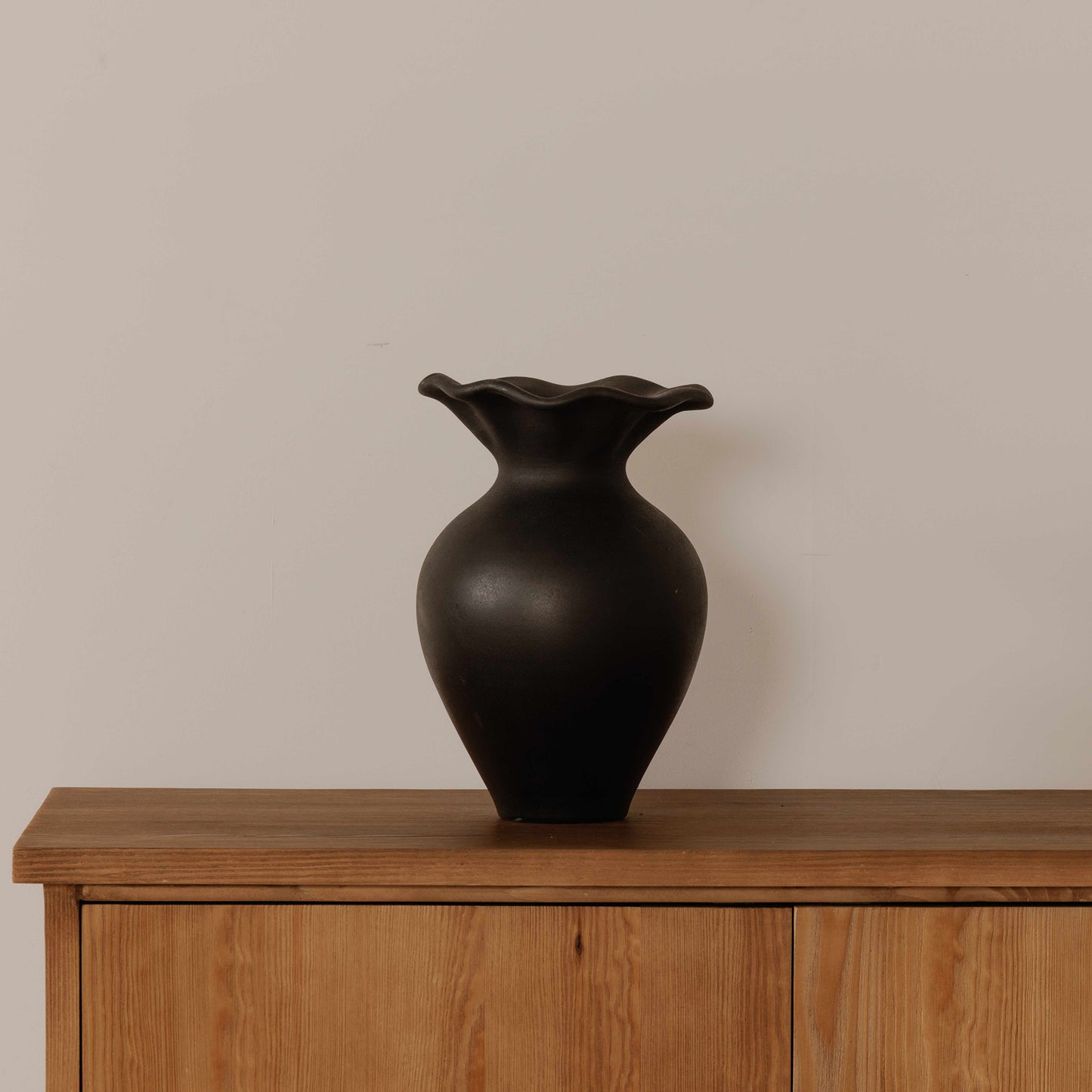 Ruffle 12 Inch Decorative Vessel Black