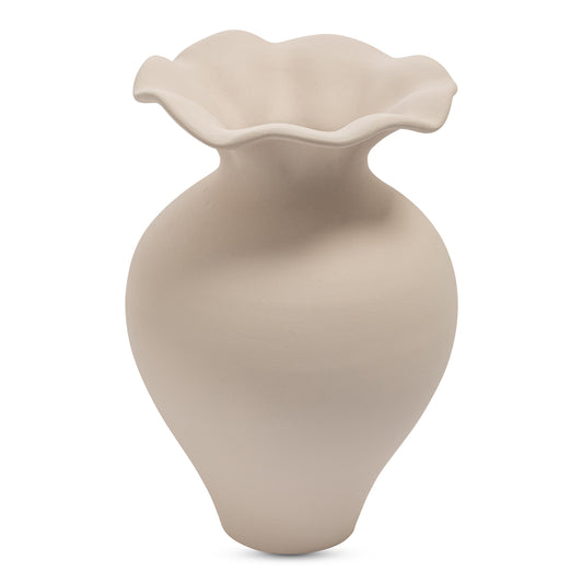 Ruffle 12In Decorative Vessel Ecru