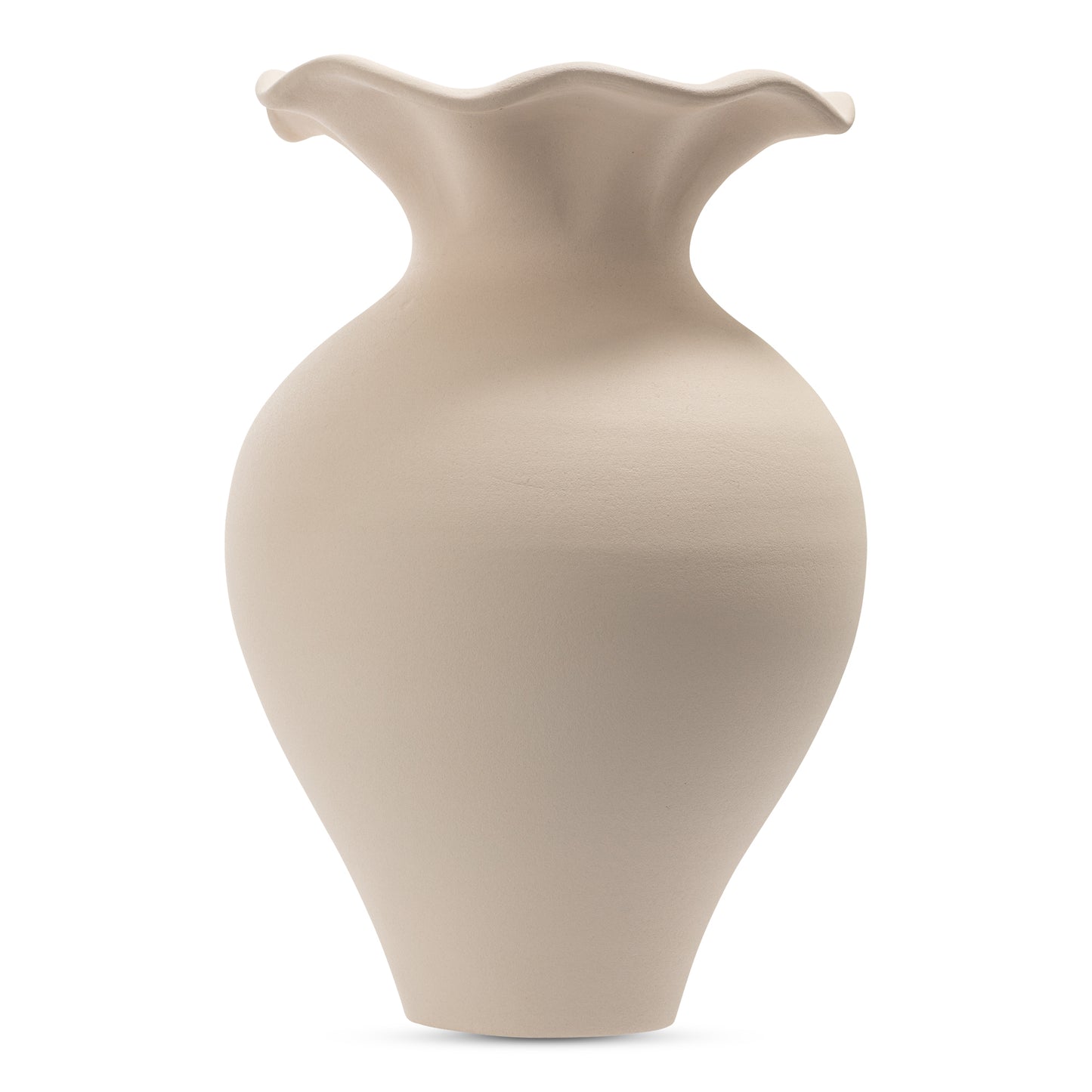 Ruffle 12In Decorative Vessel Ecru