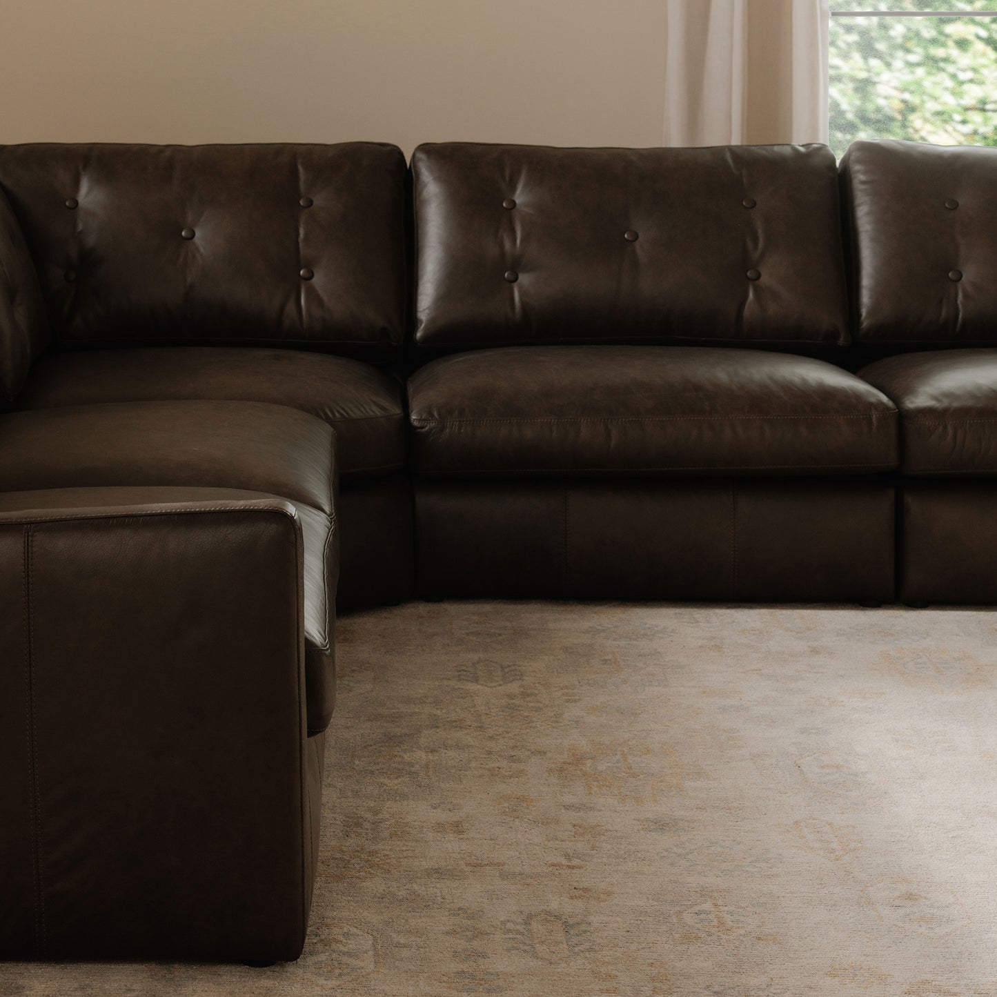 Thurlow Left Arm Facing Sofa Espresso Brown Leather