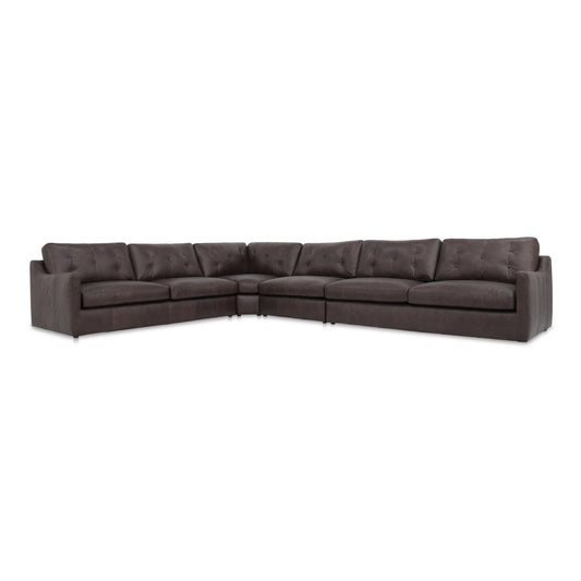Thurlow 4 Piece Modular Sectional Espresso Brown Leather