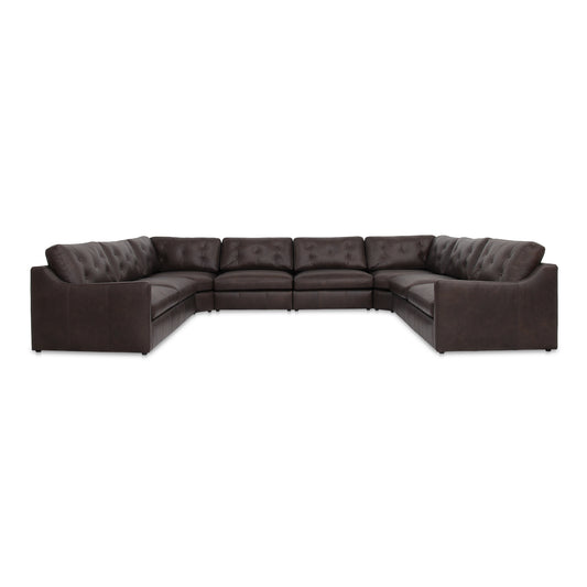 Thurlow U Shaped Modular Sectional With Arms Espresso Brown Leather