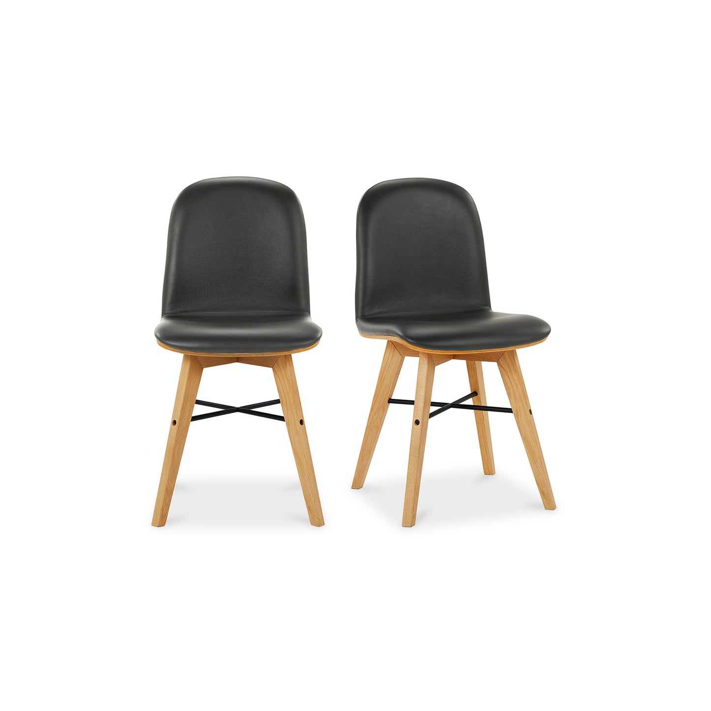 Napoli Leather Dining Chair Black-Set Of Two