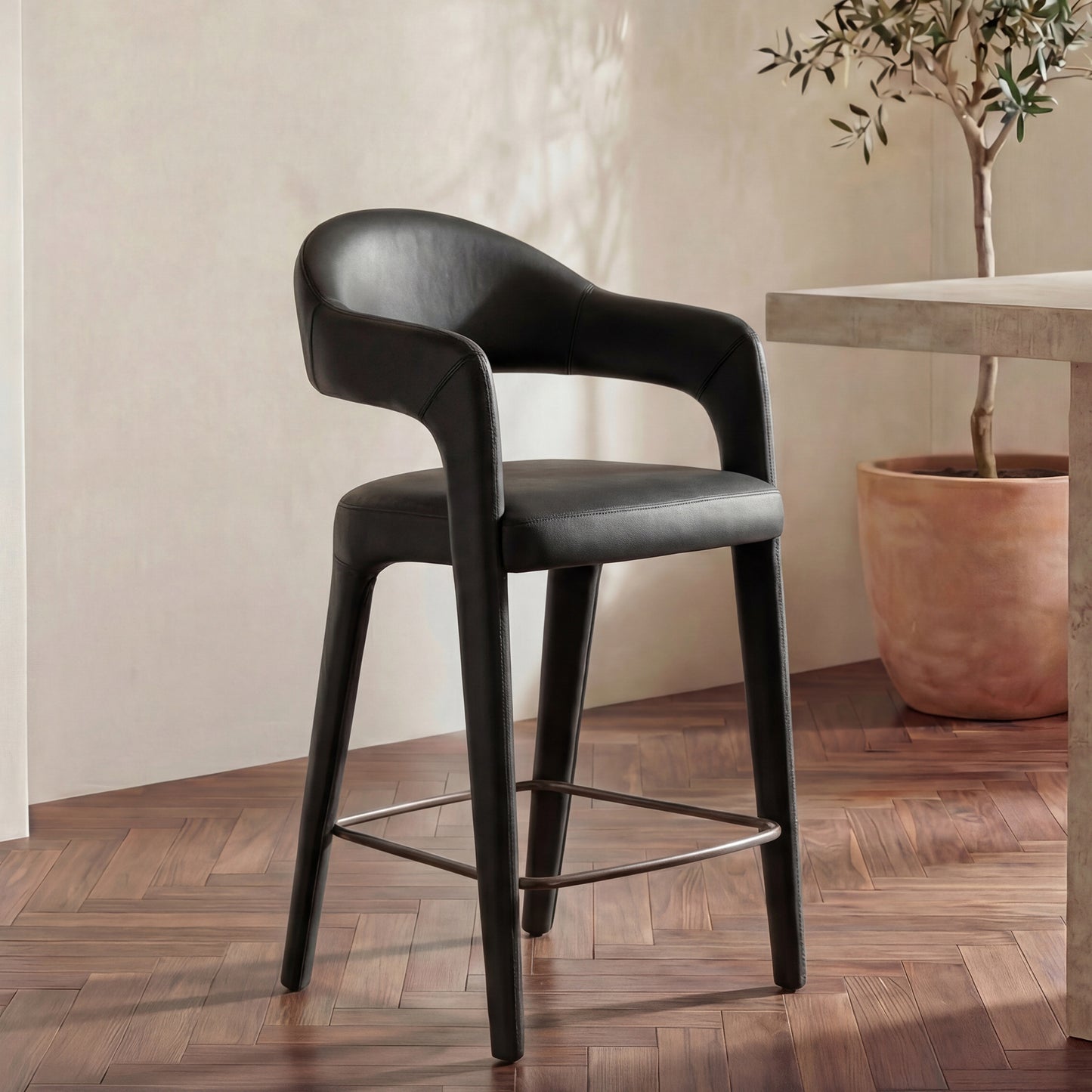 Martens Counter Stool Black Leather