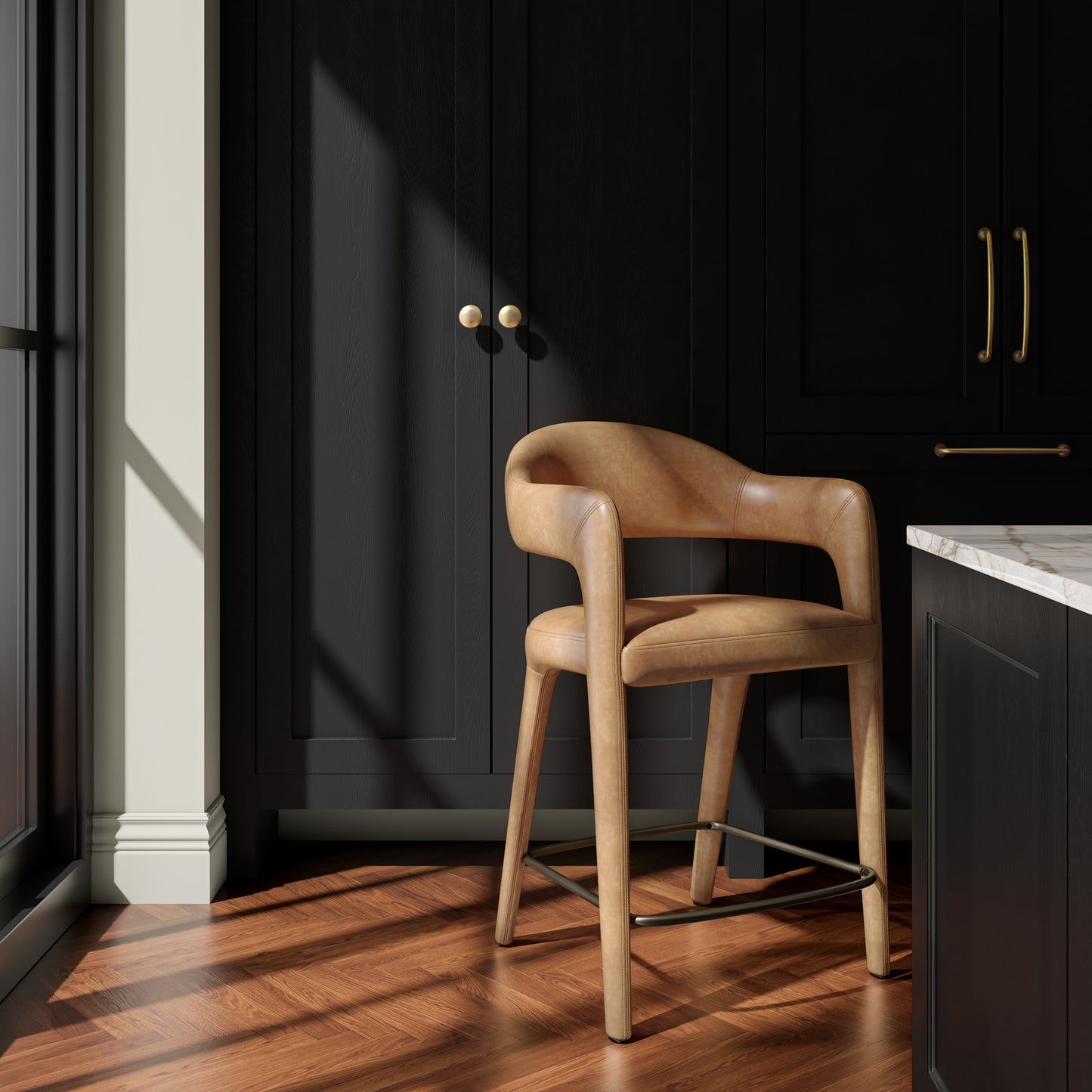 Martens Counter Stool Brown Leather