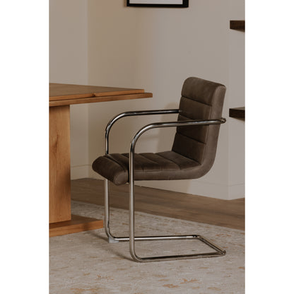Pedro Dining Chair Dark Brown Leather Set of Two