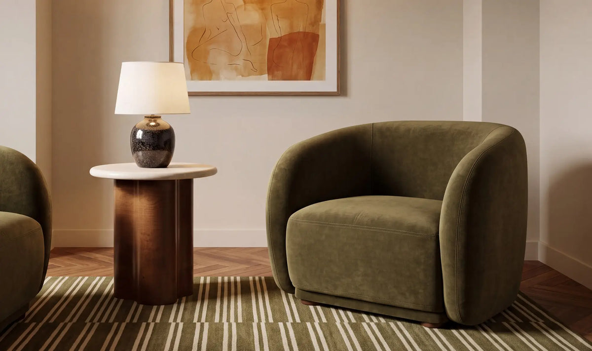Faye Accent Chair Dark Green Faux Mohair
