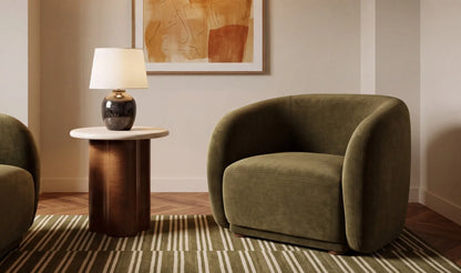 Faye Accent Chair Dark Green Faux Mohair