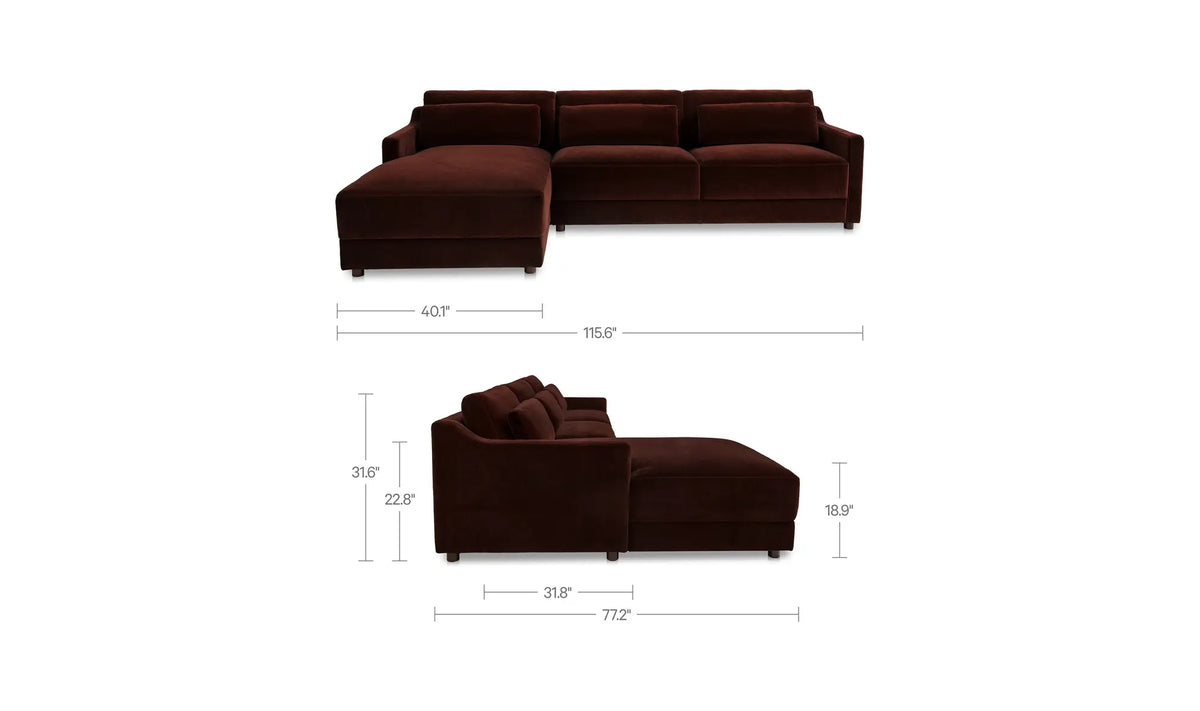 Imogen Sectional Bordeaux Left